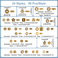1200 Stück 24 Stile tibetischen Stil Legierung Perlen-Sets&nbsp;TIBEB-PH0005-10