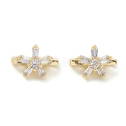 Placcatura cremagliera in ottone con pavé di ciondoli a fiore in zirconia cubica trasparente&nbsp;KK-G464-01LG