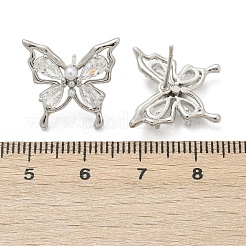Orecchini a bottone a farfalla in ottone con micro pavè di zirconi cubici&nbsp;EJEW-M082-17P-02