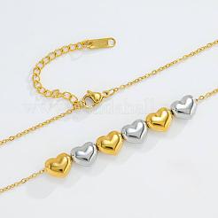 Collane da donna con ciondolo a forma di cuore e perline in acciaio inossidabile 304 bicolore&nbsp;FS-WGF6037-01