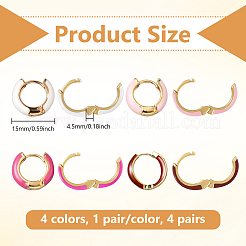 4 paire de boucles d'oreilles créoles en alliage émaillé bicolore pour femmes&nbsp;EJEW-HY0001-23B