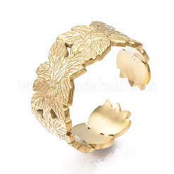 Anello polsino aperto con avvolgimento a foglia in acciaio inossidabile 304&nbsp;RJEW-T023-27G