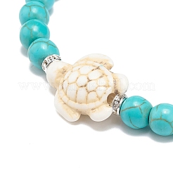 Bracelet extensible en perles sur le thème de l'océan turquoise synthétique (teint)&nbsp;BJEW-JB08577