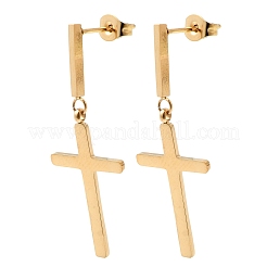 Boucles d'oreilles pendantes en acier inoxydable 304 en forme de croix&nbsp;EJEW-G453-12G