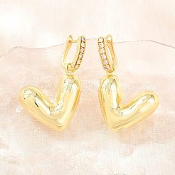 Orecchini pendenti a cerchio in ottone con micro pavé di zirconi cubici trasparenti&nbsp;EJEW-G471-30A-G