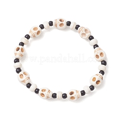 3 bracciale in 3 colori di perline di vetro e turchese sintetico&nbsp;BJEW-JB12170