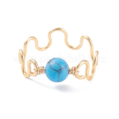 Edelstein runder Perlen-Fingerring&nbsp;RJEW-JR00442