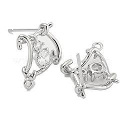 Fornituras de latón micro pave zirconia pendiente del perno prisionero&nbsp;KK-U015-06P