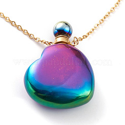 Colliers pendentifs de bouteille de parfum ouvrable en cristal de quartz naturel électrolytique&nbsp;NJEW-H216-10C-G