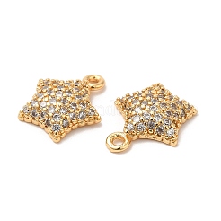 Pendenti con micro pavè di zirconi cubici placcati in ottone&nbsp;KK-B074-45G