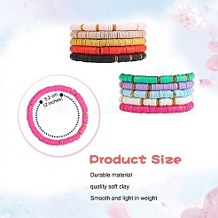 10pcs 10 Farben Heishi-Perlen-Stretch-Armbänder aus Polymerton&nbsp;BJEW-PH01445