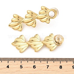 Ohrstecker aus 304 Edelstahl mit Kunstperlenquaste für Damen&nbsp;EJEW-U068-04G