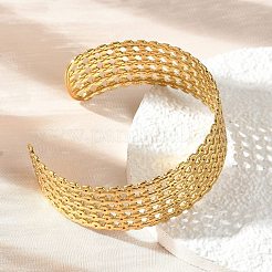 Ausgehöhlte Manschettenarmreifen aus 304 Edelstahl für Damen&nbsp;BJEW-Z096-01G