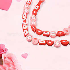 270 Stück handgefertigte Polymer-Tonperlenstränge zum Valentinstag&nbsp;CLAY-PA0001-52