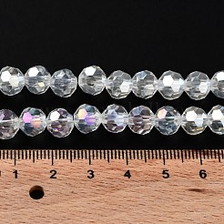 Facettiert galvanisieren Glas runden Perle Stränge&nbsp;X-EGLA-R016-8mm-25