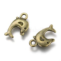 Colgantes de aleación de estilo tibetano con delfines&nbsp;TIBEP-N008-25AB-NR