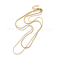 Placcatura ionica (ip) 304 acciaio inossidabile serpente rotondo e catene a spina di pesce collana a doppio strato per uomo donna&nbsp;NJEW-E046-03G