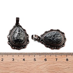 Tropfenanhänger aus natürlichem Schneeflockenobsidian&nbsp;G-K363-01R-18
