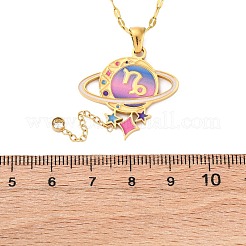 304 Edelstahl Hot Pearl Emaille Konstellation Planet Anhänger Halsketten&nbsp;NJEW-D310-01E-G