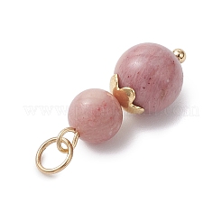 3 pz. 3 stili di ciondolo con perline rotonde in quarzo rosa naturale e agata striata/agata fasciata tinta&nbsp;PALLOY-JF04701-05