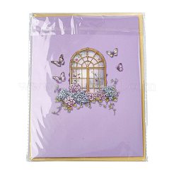 Cartes de vœux pop-up 3D en forme de cœur avec bouquet de papillons&nbsp;AJEW-FZC0001-06
