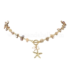 Collana con ciondolo a forma di stella marina in acciaio inossidabile 304&nbsp;NJEW-JN06567-01