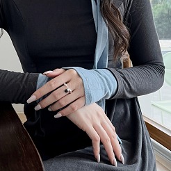 S925 offener Manschettenring aus Sterlingsilber für Damen&nbsp;RJEW-M164-03