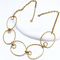 304 Edelstahl strukturierte Ringglieder-Halsketten für Damen&nbsp;NJEW-L467-05G