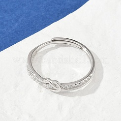 925 bague réglable en argent sterling avec micro pavé de zircones cubiques transparentes pour femme&nbsp;RJEW-G351-01P