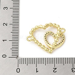 Ciondoli con connettore a doppio cuore in micro pavé di ottone placcato a cremagliera&nbsp;KK-C052-41A-G