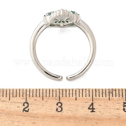 Messing-Manschettenringe mit heiligem Herzen und Mikropflaster und Zirkonia für Damen&nbsp;RJEW-B117-01P