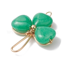 Pendentifs en trèfle en jade naturel malaisien teint&nbsp;PALLOY-JF02785-03