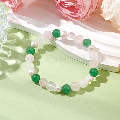 Braccialetti elastici con perline rotonde in quarzo rosa naturale&nbsp;BJEW-JB11041-04