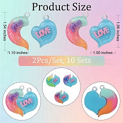 10 ensembles de pendentifs en résine opaque de couleur dégradée&nbsp;RESI-SZ0001-91G