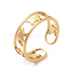 Bague ouverte en acier inoxydable 304 avec placage ionique (IP) pour femme&nbsp;RJEW-M149-15G