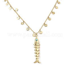 Colliers pendentif poisson turquoise synthétique en acier inoxydable 304 pour femmes&nbsp;NJEW-F362-02G
