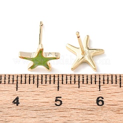 Orecchini a bottone in ottone smaltato a forma di stella marina&nbsp;EJEW-I322-02G