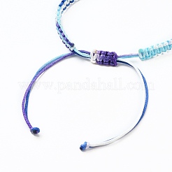 Fabricación de pulseras de cuentas trenzadas con hilo de poliéster teñido en segmento ajustable&nbsp;AJEW-JB00790-01