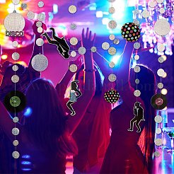 Ahademaker schillernde Papiergirlanden mit Disco-Thema&nbsp;HJEW-GA0001-18