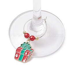Breloques de verre à vin en alliage d'émail de noël&nbsp;AJEW-JO00258