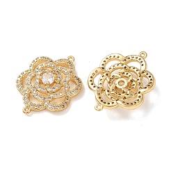 Breloques de connecteur en laiton micro pavé de zircone cubique transparente&nbsp;CU-CBA4579-05G-E