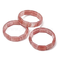 Braccialetti elasticizzati rettangolari in quarzo fragola naturale con perline&nbsp;GG-CBA9ACE-C10