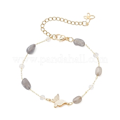 Colliers faits à la main en verre et en pépites de labradorite naturelle&nbsp;BJEW-JB12461-02