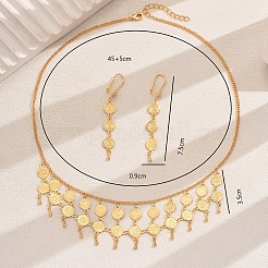 Collane vintage in ottone a doppio strato con nappe e monete d'oro e set di orecchini pendenti per donna&nbsp;TB7513
