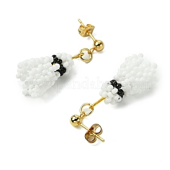 Pendientes colgantes de acero inoxidable 304 y cuentas de vidrio hechas a mano&nbsp;EJEW-MZ00358
