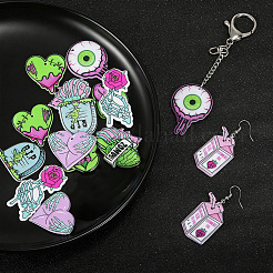 18 stücke 9 arten acryl anhänger halloween terror auge perlen große zunge liebe skelett hand anhänger diy schmuck zubehör&nbsp;JX817A