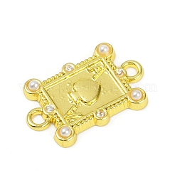 Connecteur de breloques en laiton et plastique ABS blanc&nbsp;KK-M322-23G
