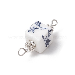 Handgefertigte Porzellanwürfelglieder mit Blumendruck&nbsp;PALLOY-JF03965-02