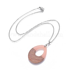 Colliers à pendentif en résine et bois&nbsp;NJEW-JN02325-M