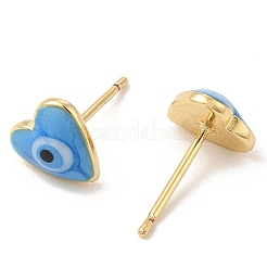 Cuore smaltato con orecchini a bottone malocchio&nbsp;EJEW-E274-02G-08